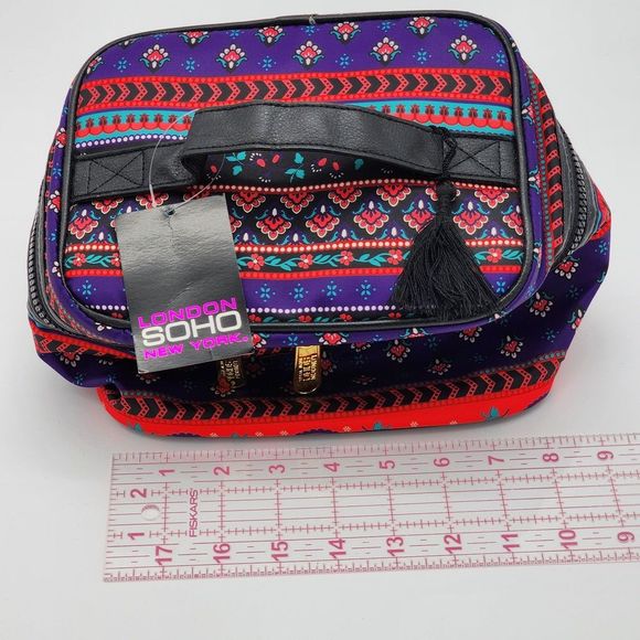 Soho Beauty Paisley Red Purple Makeup Storage Bag - Picture 10 of 12